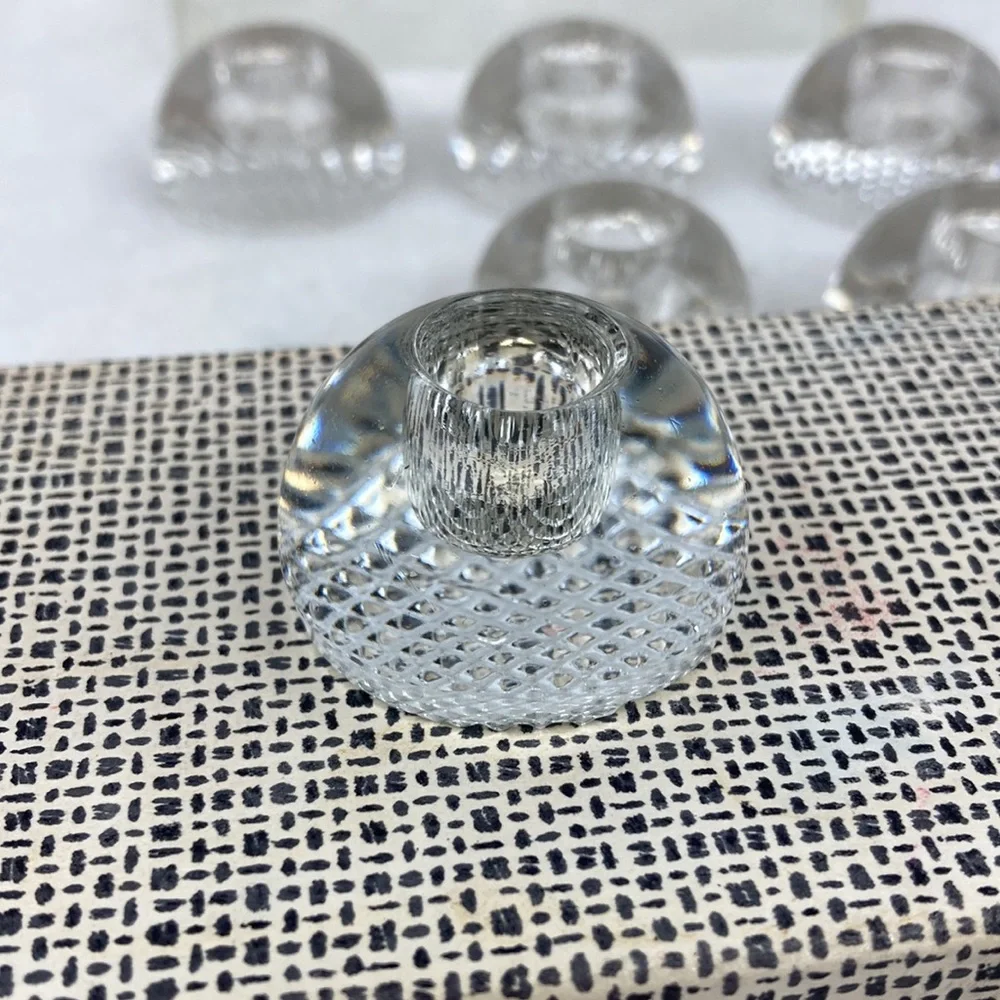 Petite Clear Glass Tapered Candle Holder Set of 6